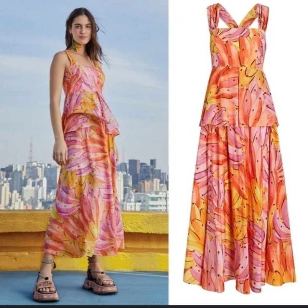 FARM Rio Pink and Orange Maxi Dress